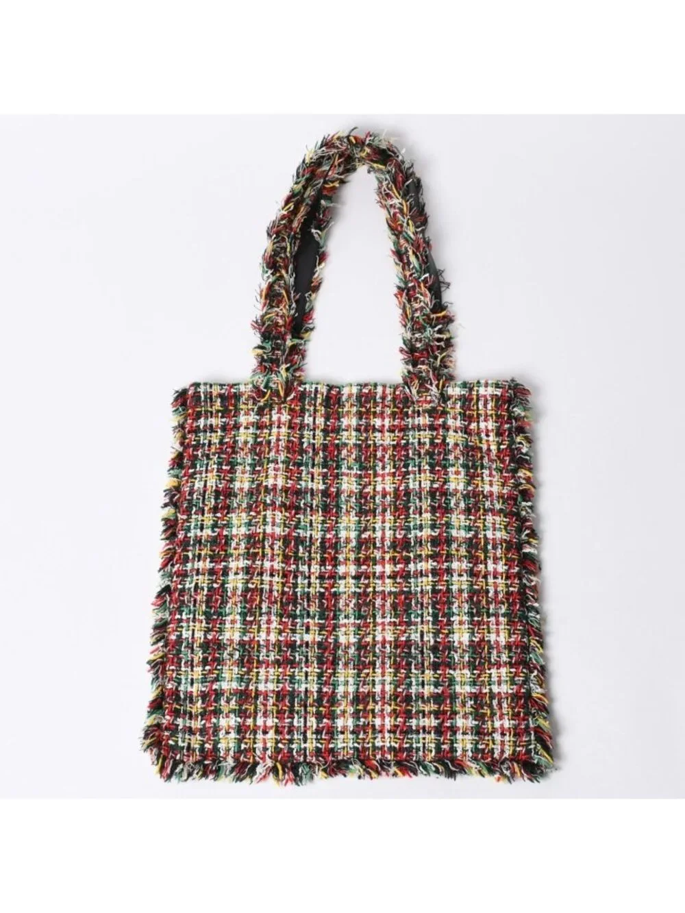 Chanel No 5 Tote Bag CC Logo Patch Tweed Leather Multicolor Silver